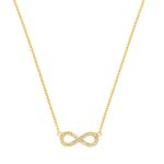 s.Oliver Halskette 925 Sterling Silber Damen Halskette, mit Zirkonia synth., 40+5 cm, Gold, Infinity, Kommt in Schmuck Geschenk Box, 2032880