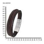 s.Oliver Armband für Herren, Leder/Edelstahl, Braun, Länge: 20-21,5 cm