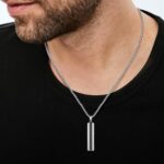 s.Oliver Kette mit Anhänger Edelstahl Herren Halsschmuck, 50+3 cm, Schwarz, Kommt in Schmuck Geschenk Box, 2027423